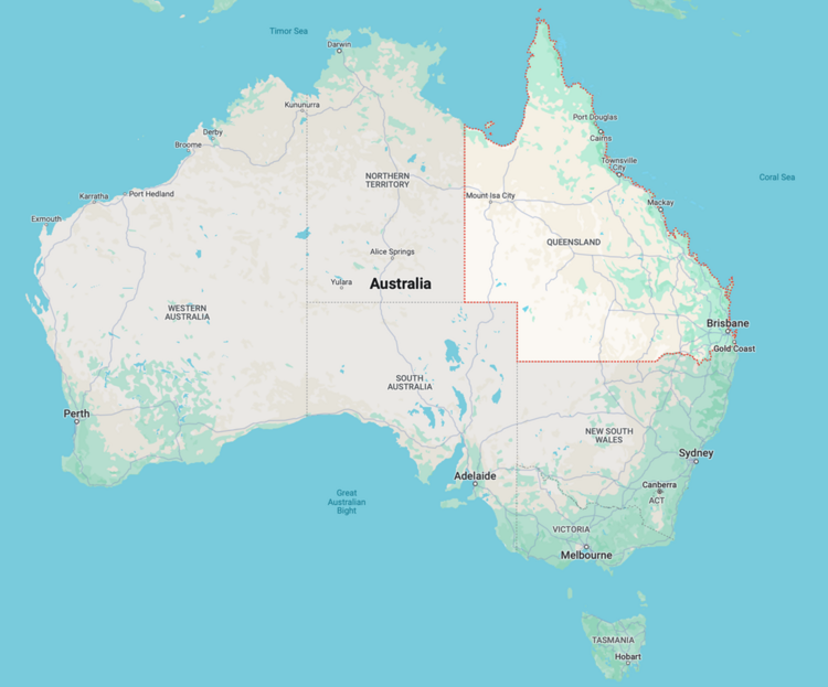 Map of Queensland (map date ©2024 Google)